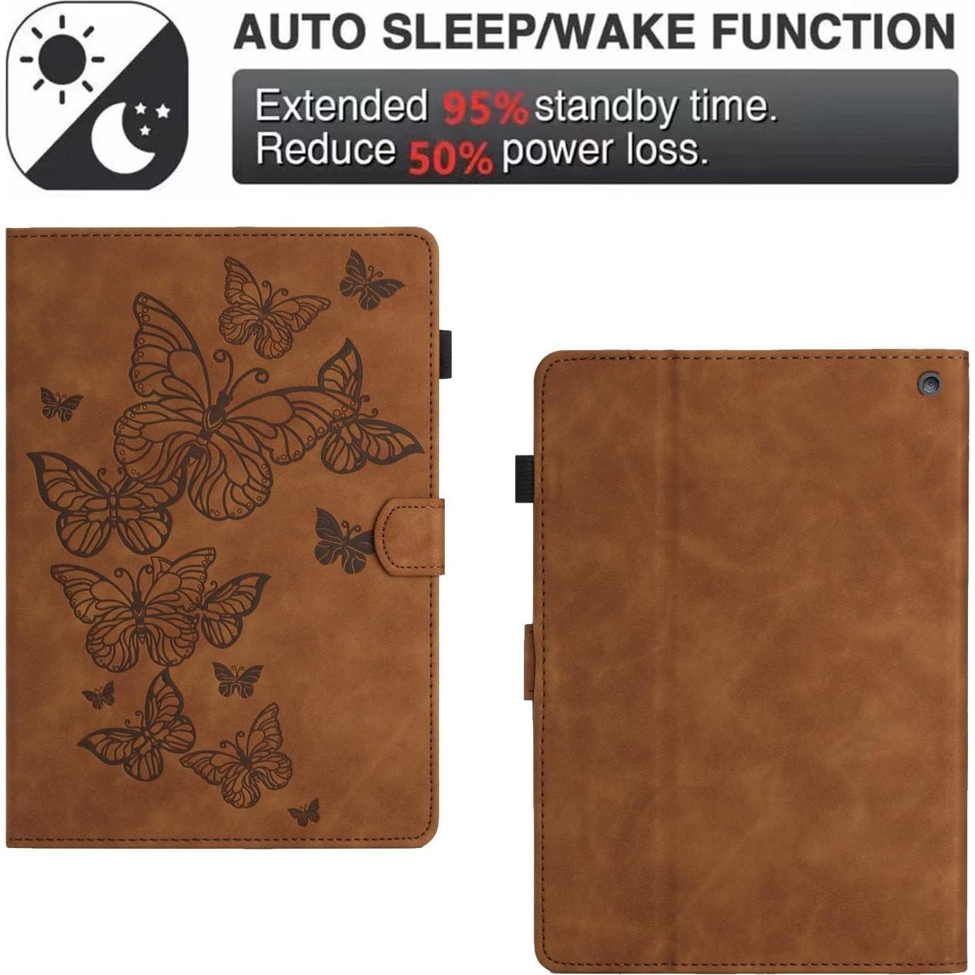 Funda KEROM para Tableta Fire HD 10/10 Plus - Cuero Marrón