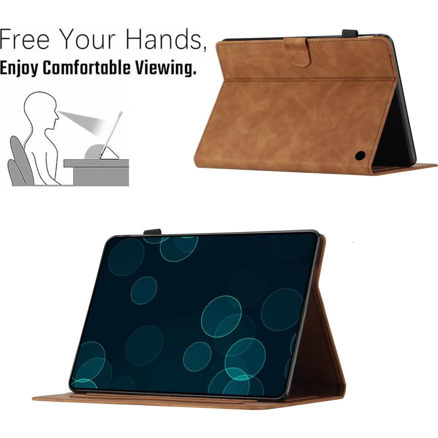 Funda KEROM para Tableta Fire HD 10/10 Plus - Cuero Marrón