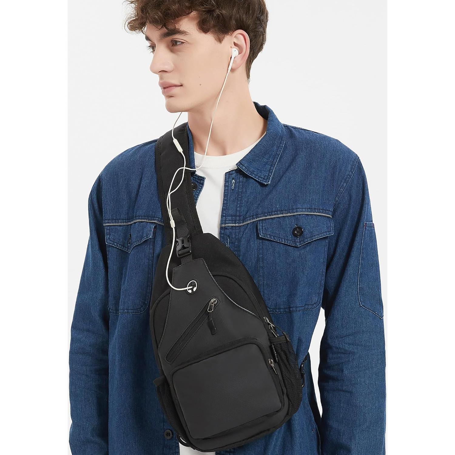 Bolsa Cruzada Javolto Negra con Correa Ajustable y Espacio Amplio