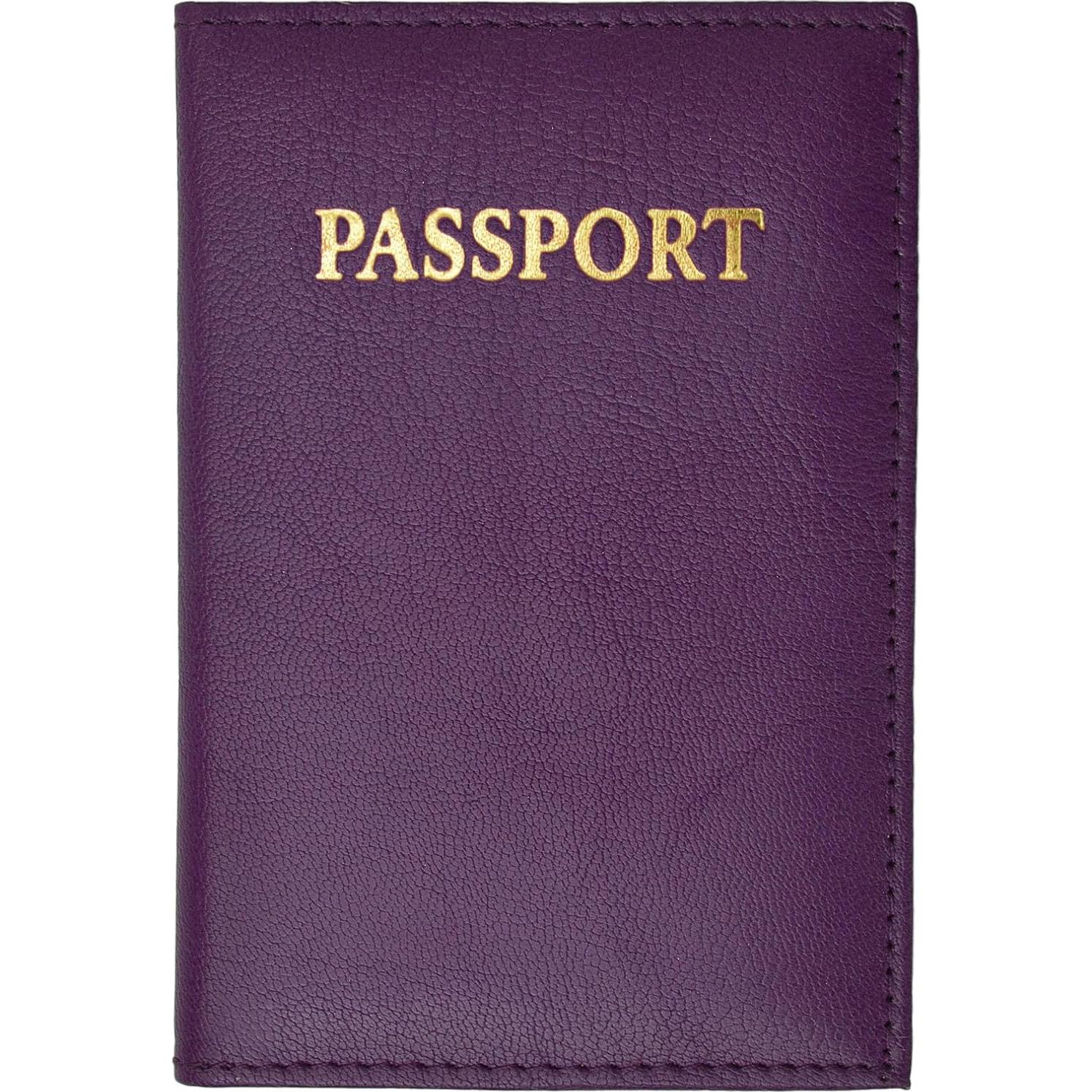 Funda de Pasaporte de Cuero Genuino Dorado - Unisex