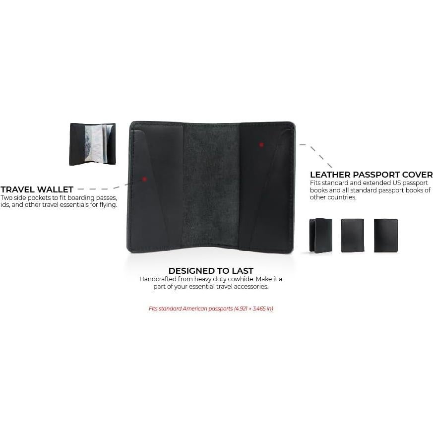Portadocumentos de Pasaporte de Cuero DeKalb Negro Carbón