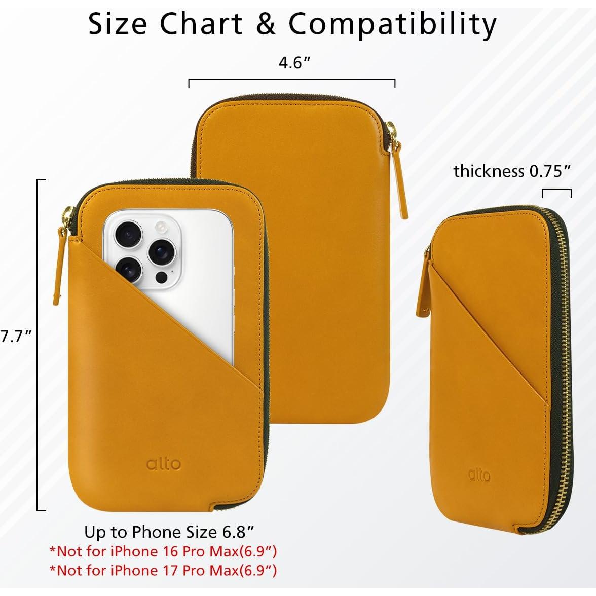 Billetera de Viaje Alto de Cuero Italiano para Teléfonos hasta 17.3 cm