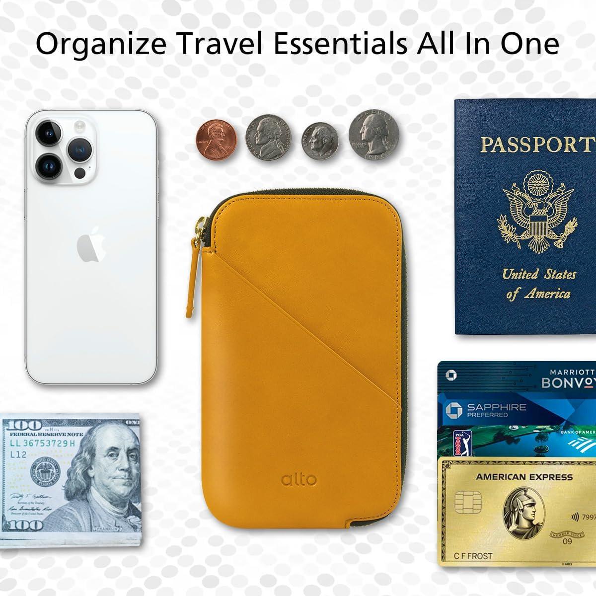 Billetera de Viaje Alto de Cuero Italiano para Teléfonos hasta 17.3 cm