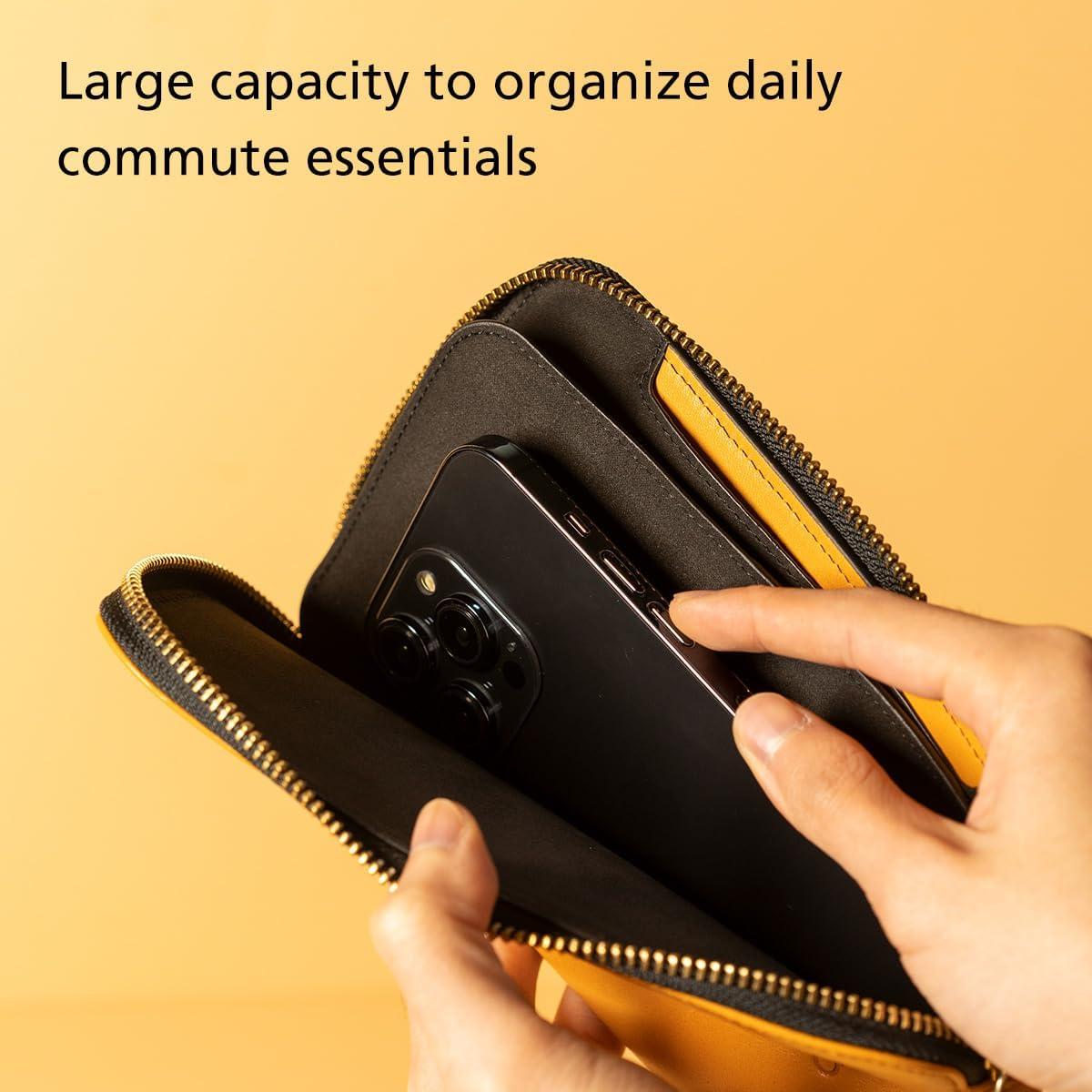 Billetera de Viaje Alto de Cuero Italiano para Teléfonos hasta 17.3 cm