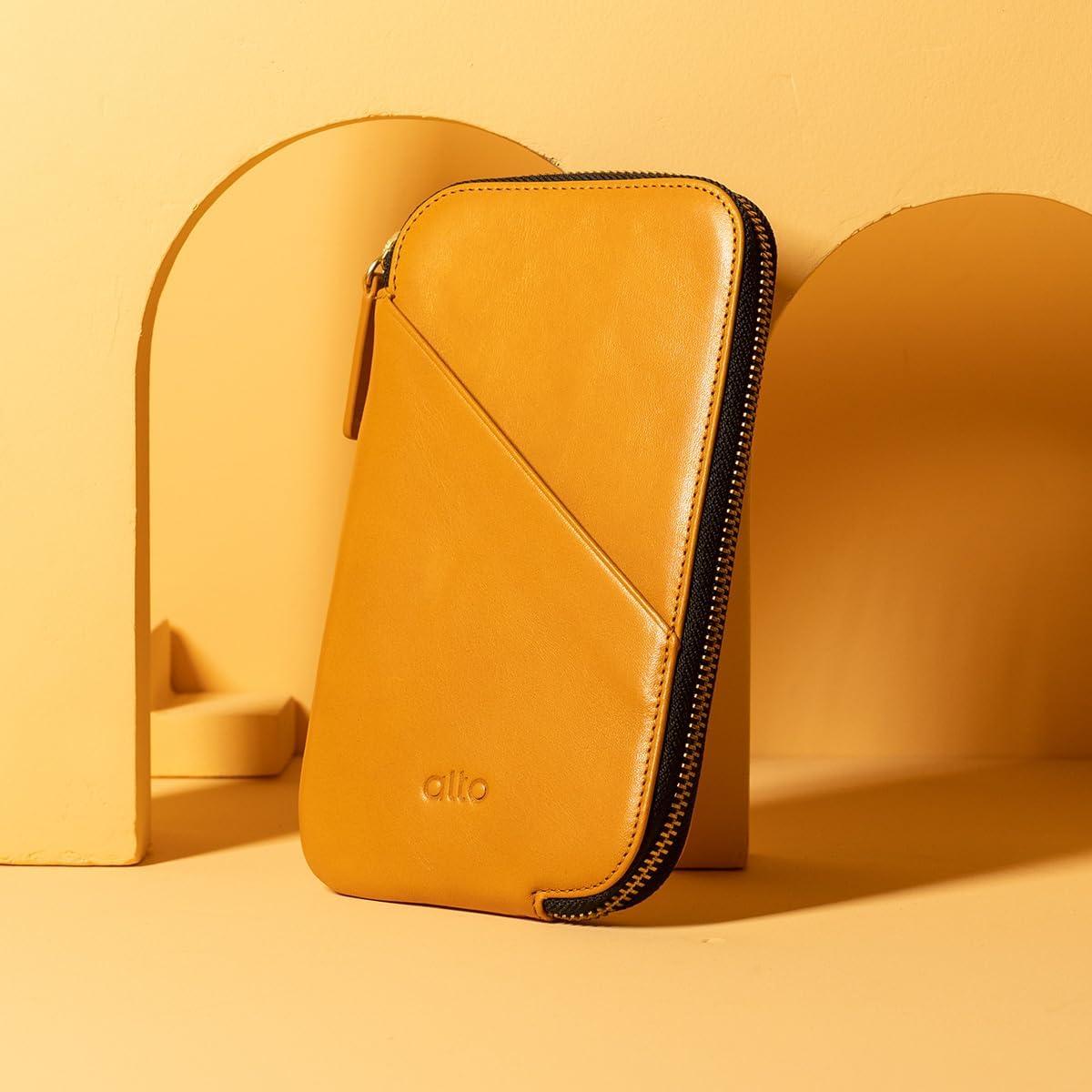 Billetera de Viaje Alto de Cuero Italiano para Teléfonos hasta 17.3 cm