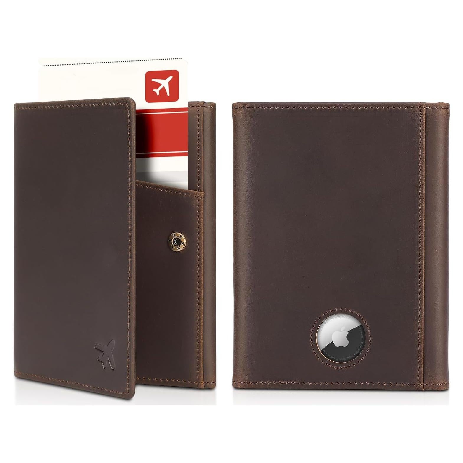 Billetera Piloto de Cuero Polare con Bloqueo RFID - Marrón Oscuro