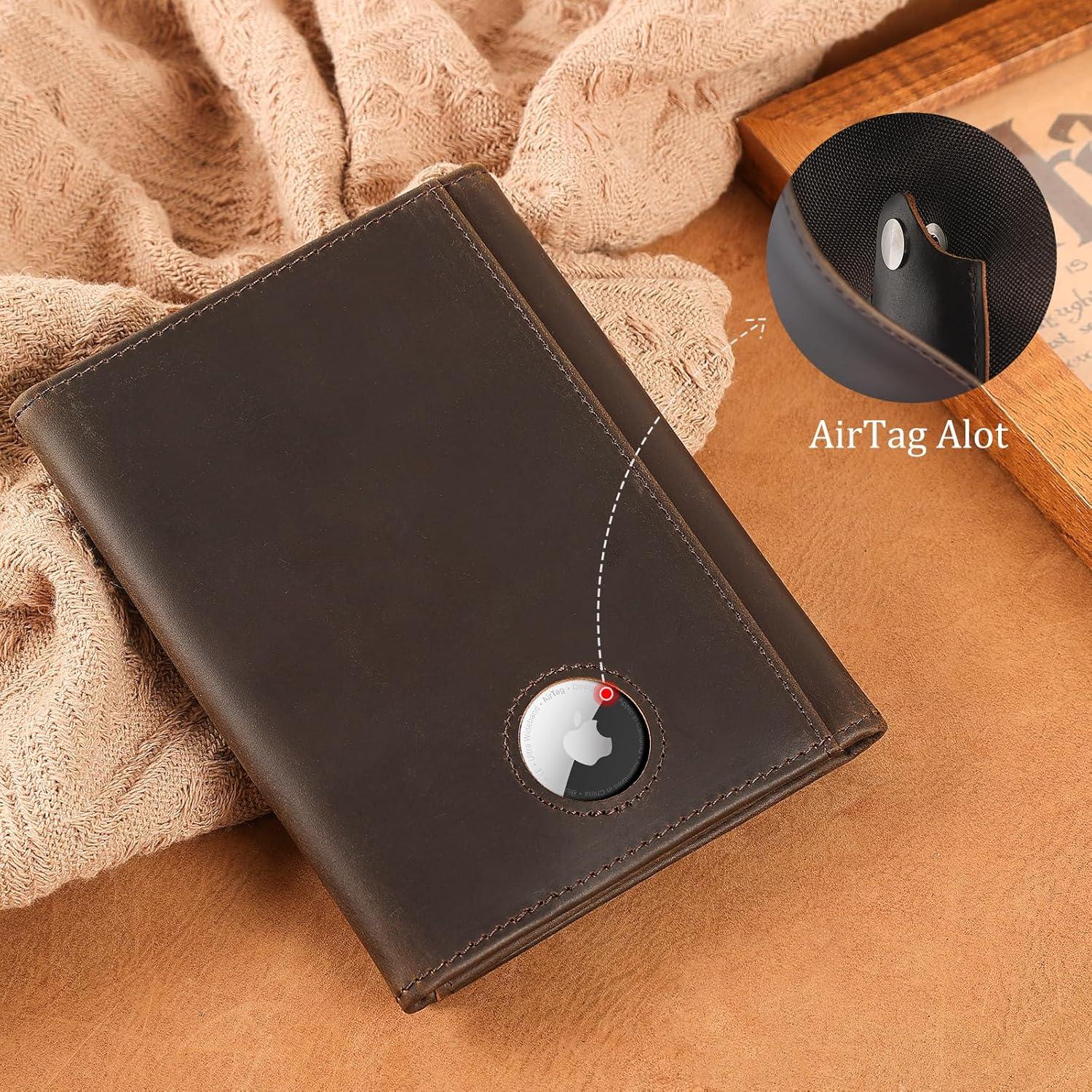 Billetera Piloto de Cuero Polare con Bloqueo RFID - Marrón Oscuro