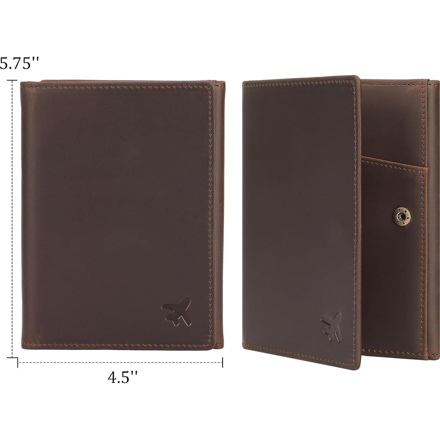 Billetera Piloto de Cuero Polare con Bloqueo RFID - Marrón Oscuro