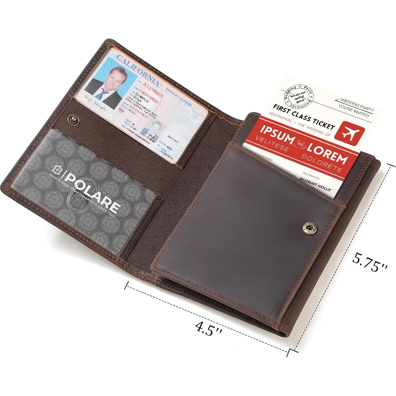 Billetera Piloto de Cuero Polare con Bloqueo RFID - Marrón Oscuro