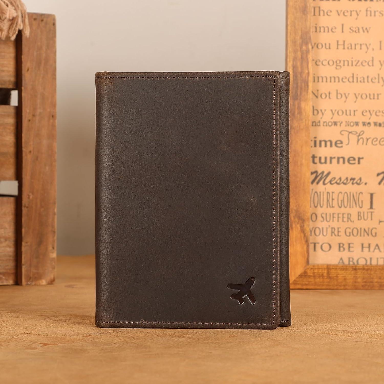 Billetera Piloto de Cuero Polare con Bloqueo RFID - Marrón Oscuro