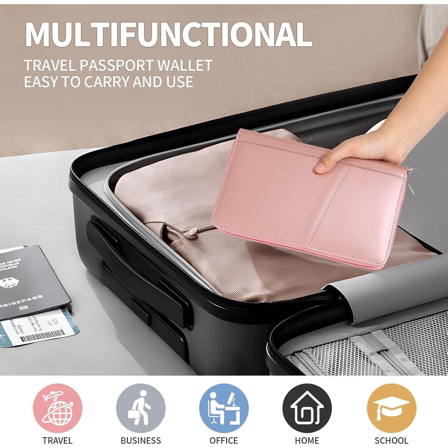 Portafolios de Pasaporte KISSKI Rosa con Bloqueo RFID