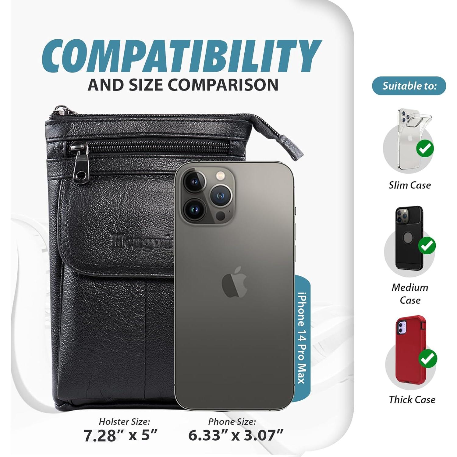 Bolso Cruzado de Cuero Genuino Hengwin para Teléfono y Pasaporte