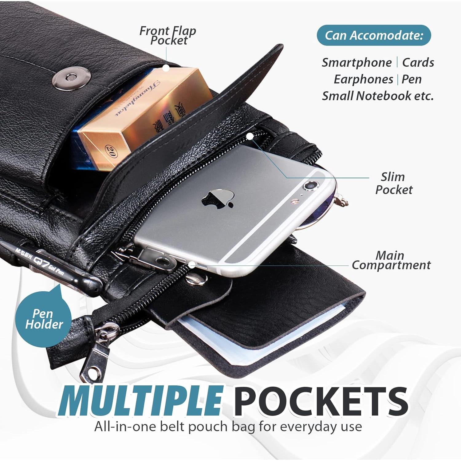 Bolso Cruzado de Cuero Genuino Hengwin para Teléfono y Pasaporte