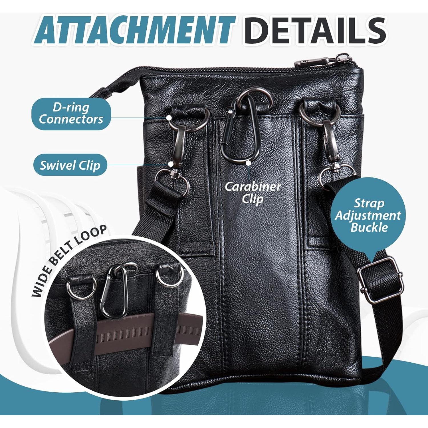 Bolso Cruzado de Cuero Genuino Hengwin para Teléfono y Pasaporte