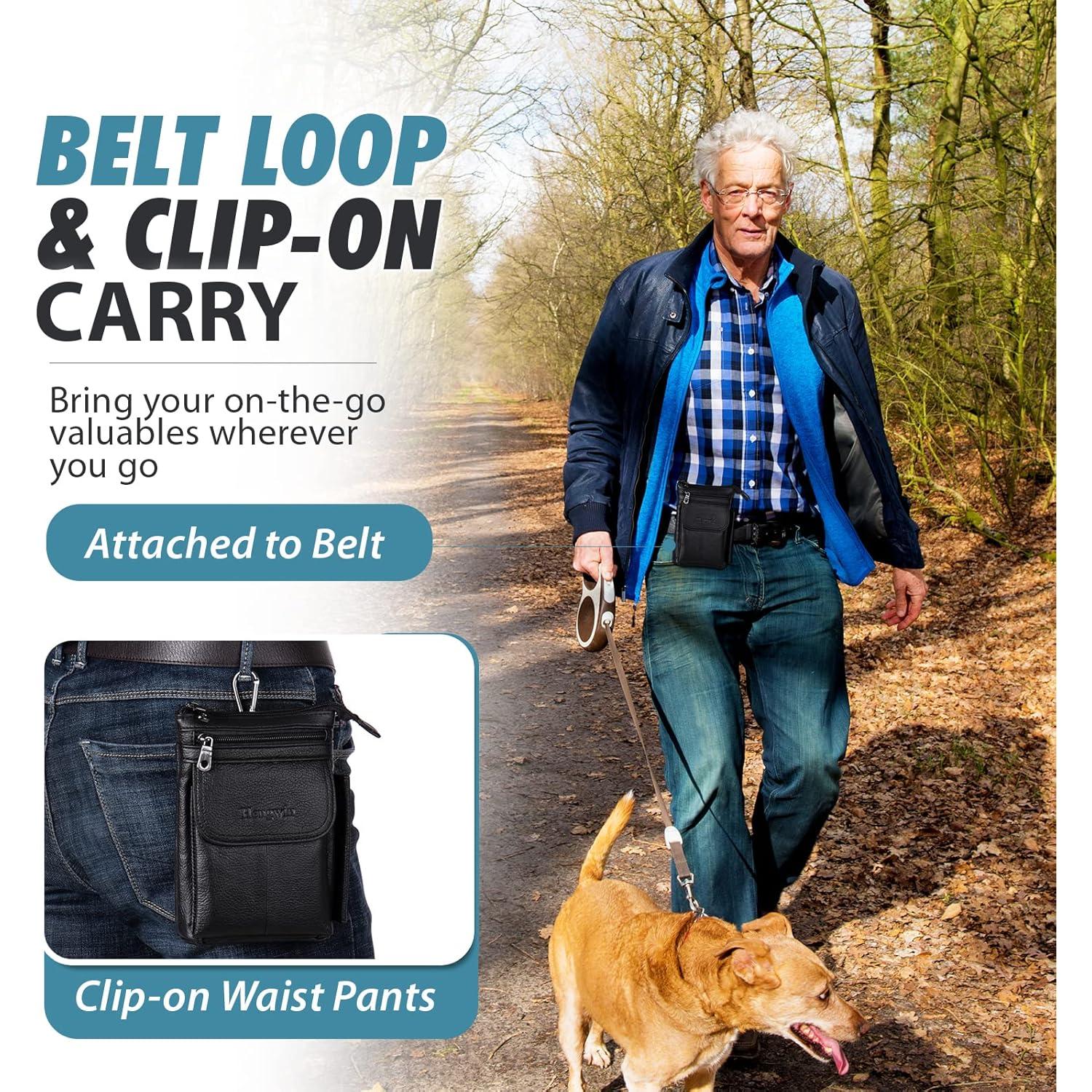 Bolso Cruzado de Cuero Genuino Hengwin para Teléfono y Pasaporte