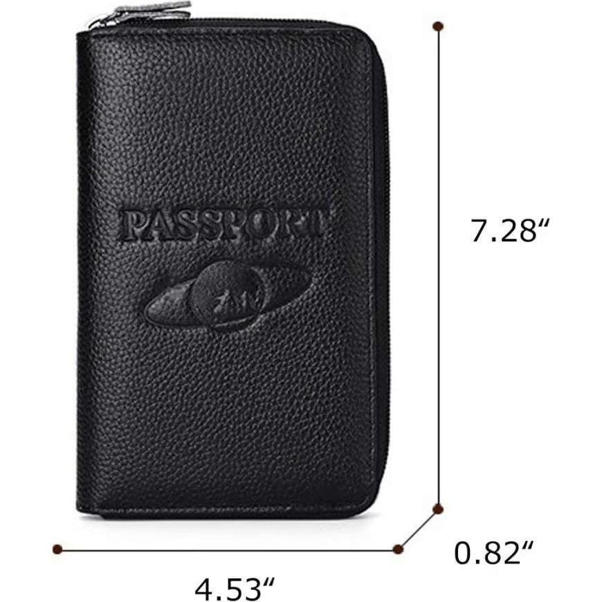 Billetera de Pasaporte de Cuero Genuino QAZSE con Bloqueo RFID