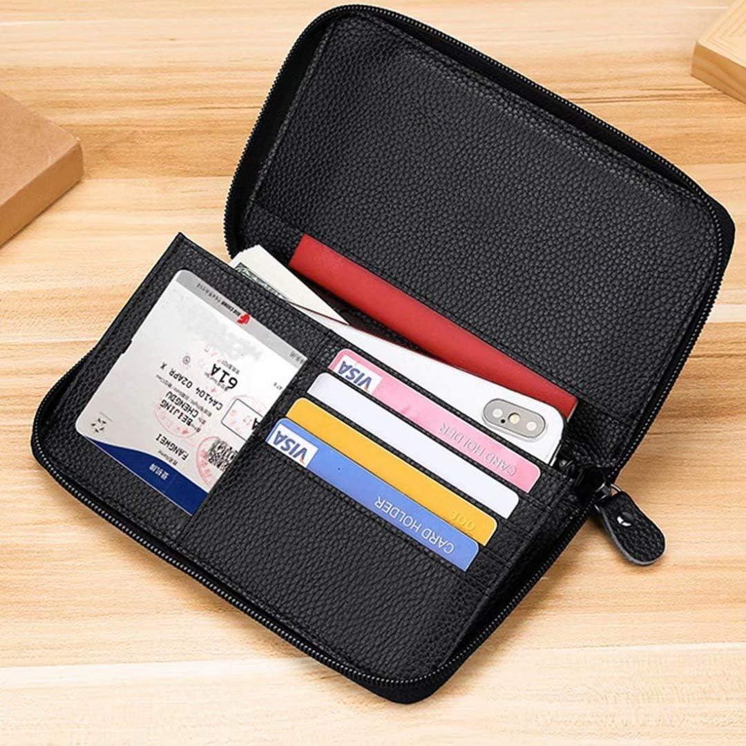 Billetera de Pasaporte de Cuero Genuino QAZSE con Bloqueo RFID