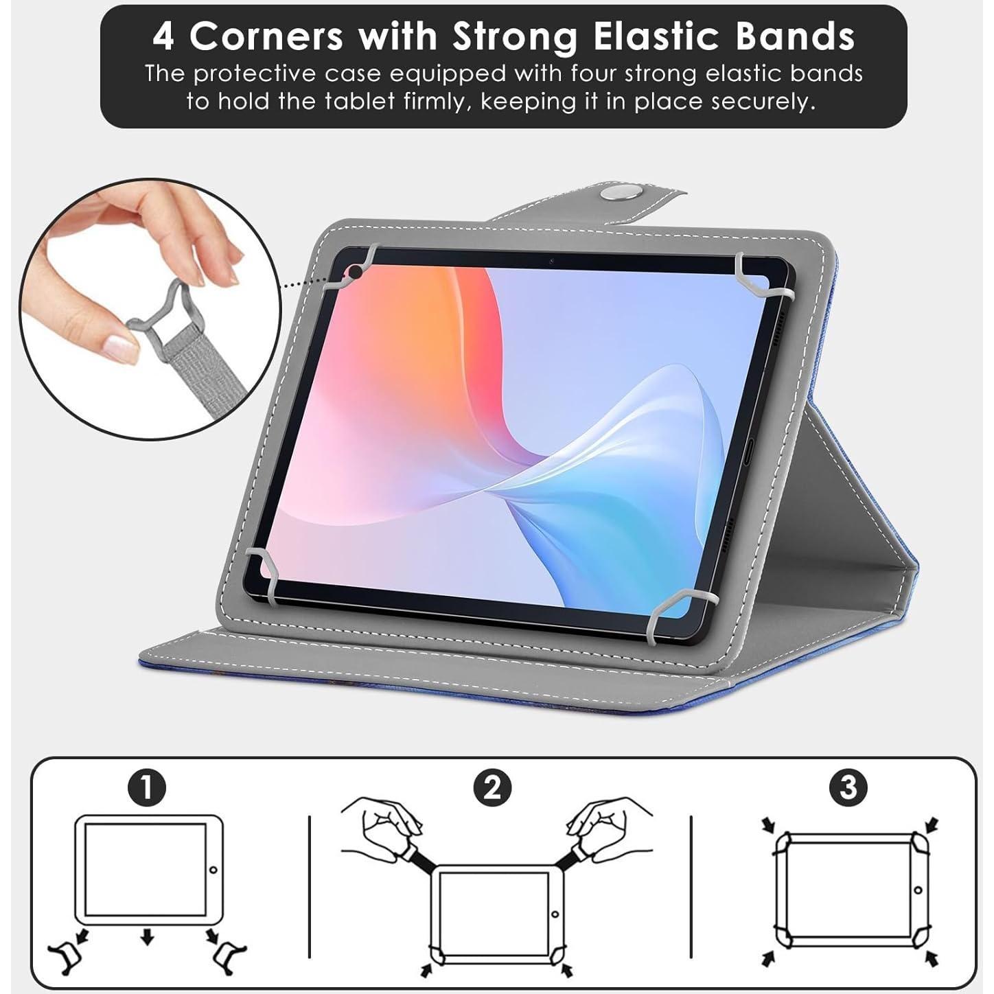 Funda Universal para Tableta 8-8.9" DETUOSI Cuero PU Azul