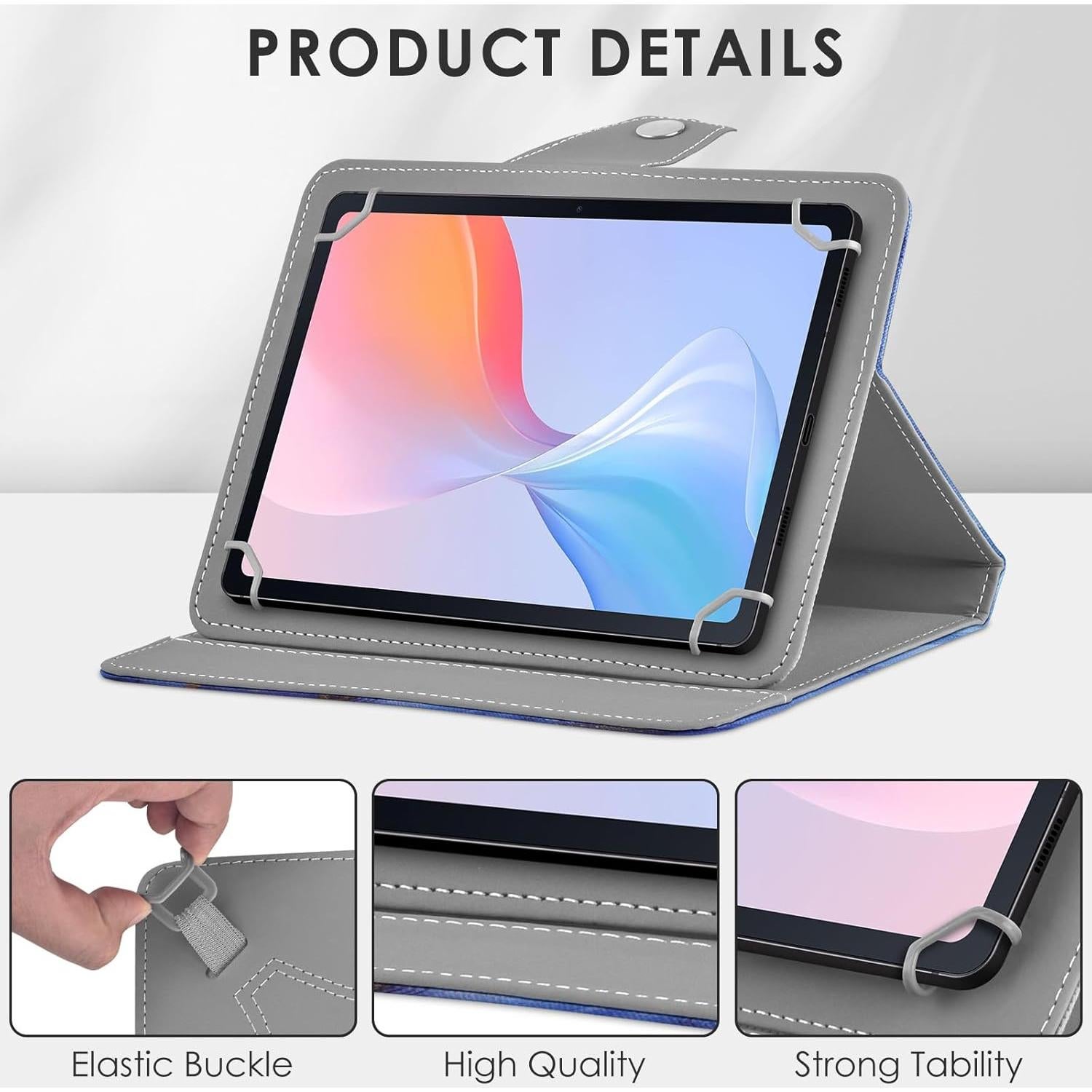 Funda Universal para Tableta 8-8.9" DETUOSI Cuero PU Azul