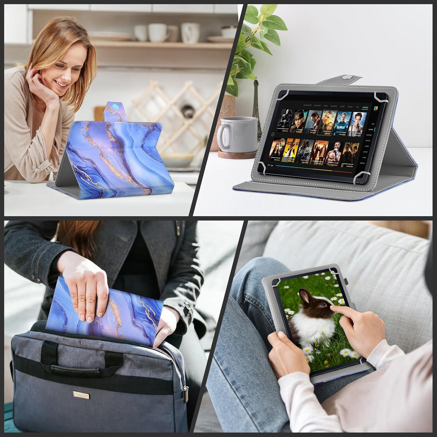 Funda Universal para Tableta 8-8.9" DETUOSI Cuero PU Azul