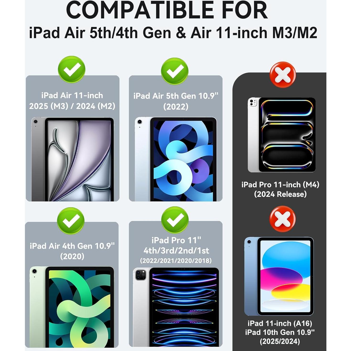 Funda de Cuero ZoneFoker para iPad Air 10.9" 2022/2020 - Negro/Marrón