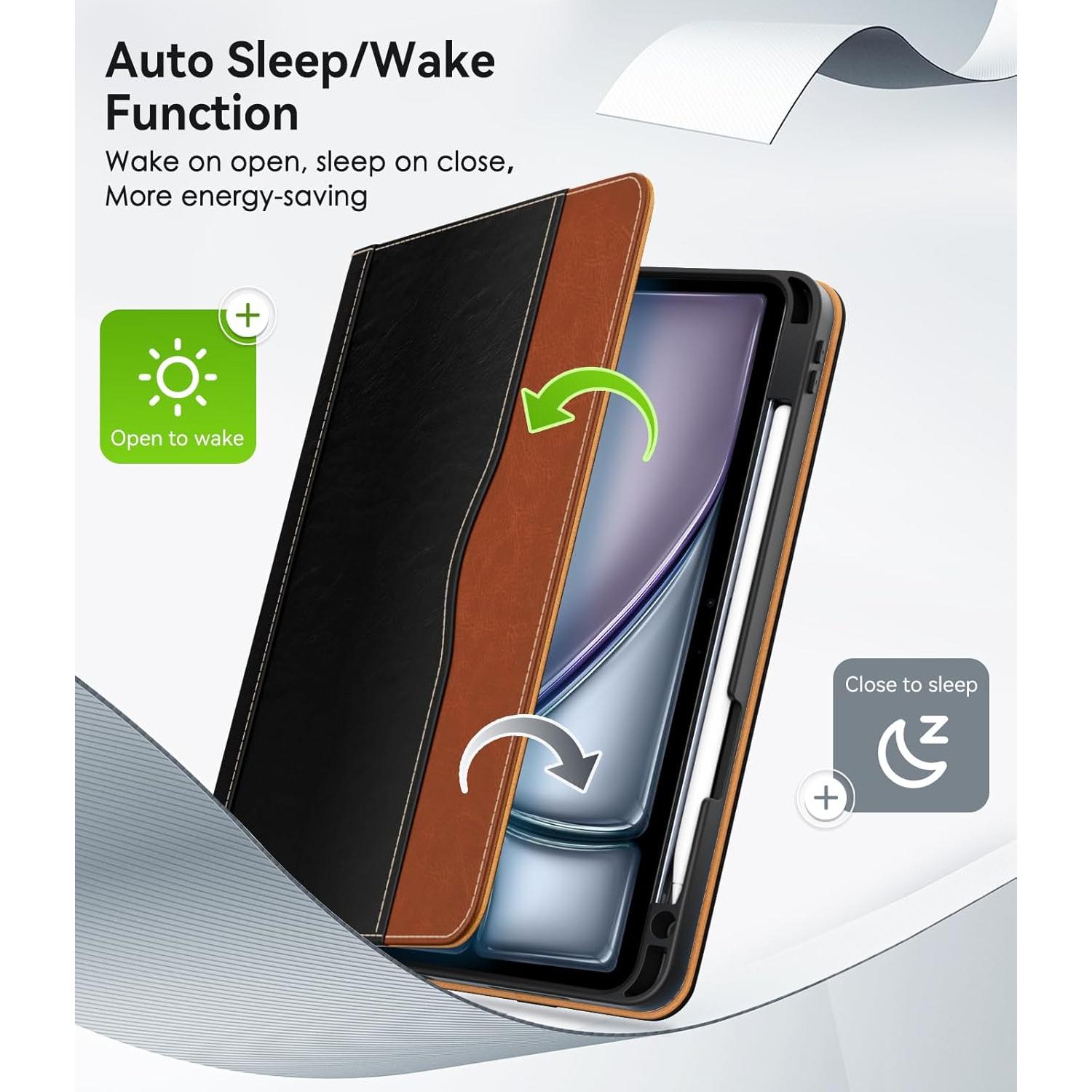 Funda de Cuero ZoneFoker para iPad Air 10.9" 2022/2020 - Negro/Marrón