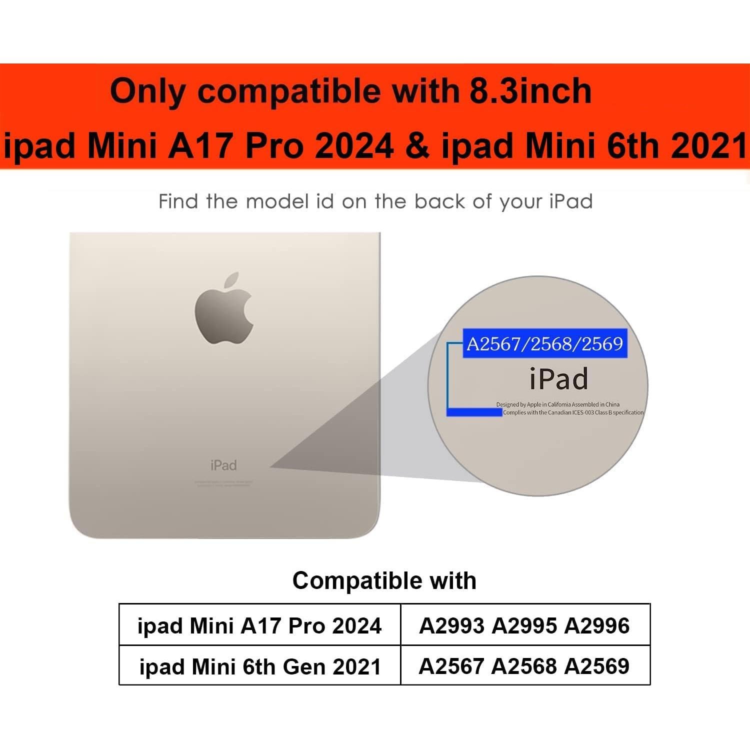 Funda de Folio para iPad Mini 7/6 FANRTE 8.3" Negra