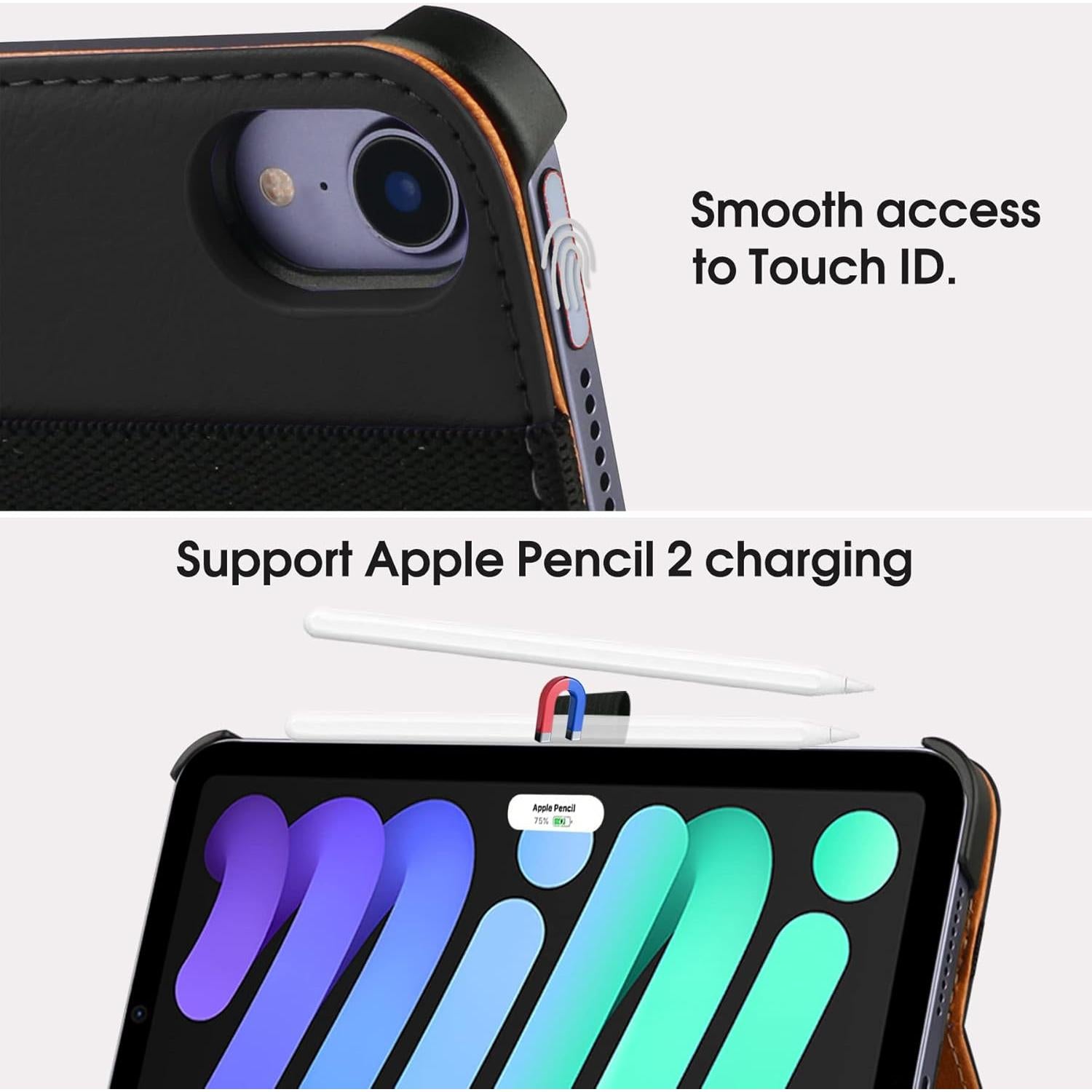 Funda de Folio para iPad Mini 7/6 FANRTE 8.3" Negra