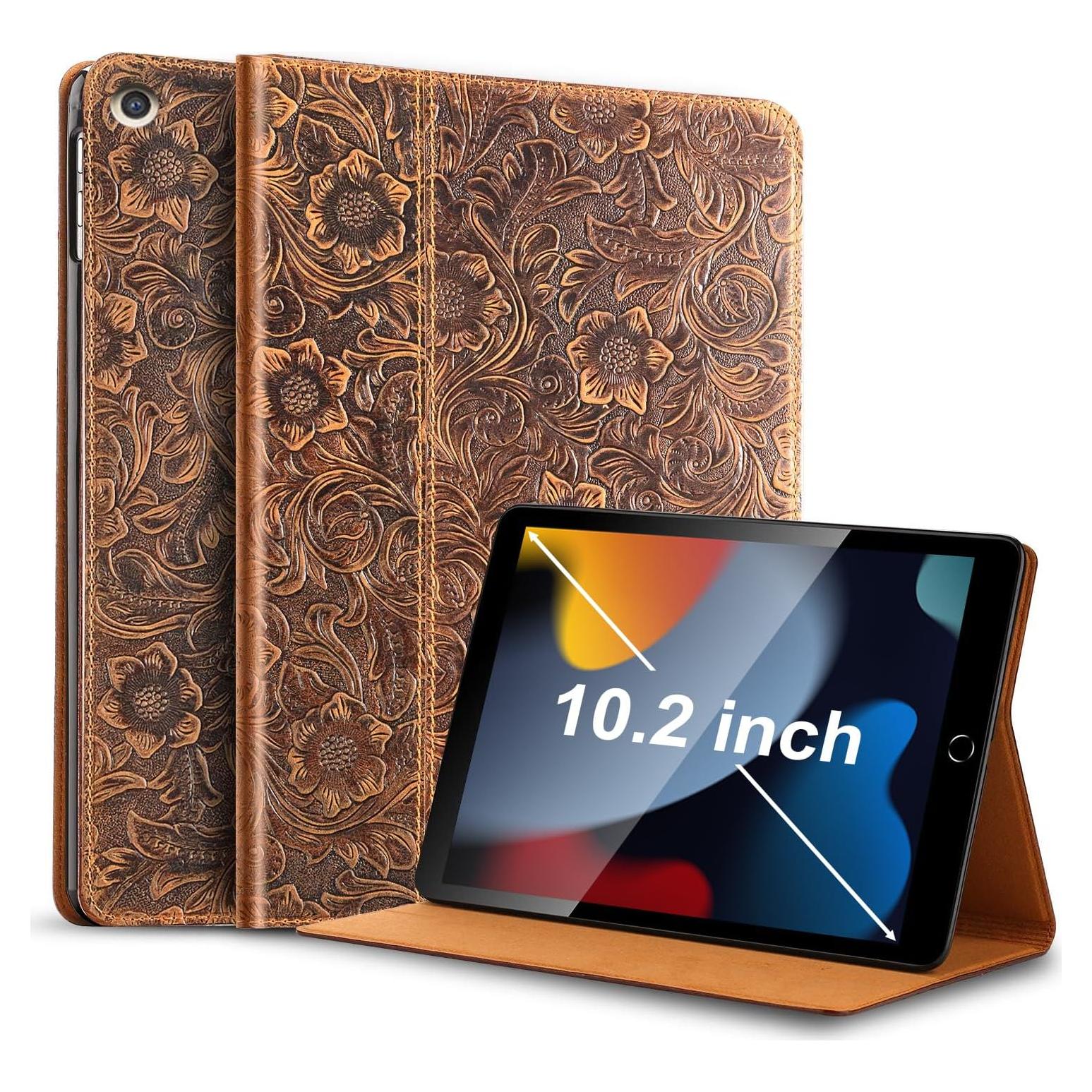 Funda de Cuero Gexmil para iPad 10.2" 9na/8va/7ma Gen. Marrón