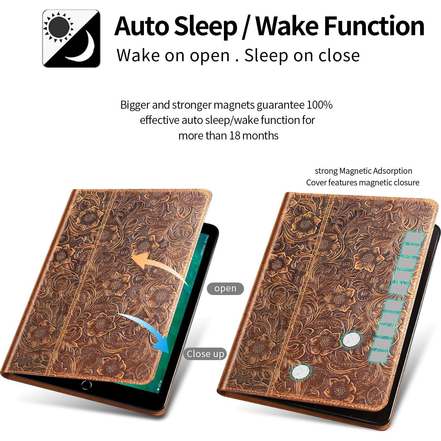 Funda de Cuero Gexmil para iPad 10.2" 9na/8va/7ma Gen. Marrón