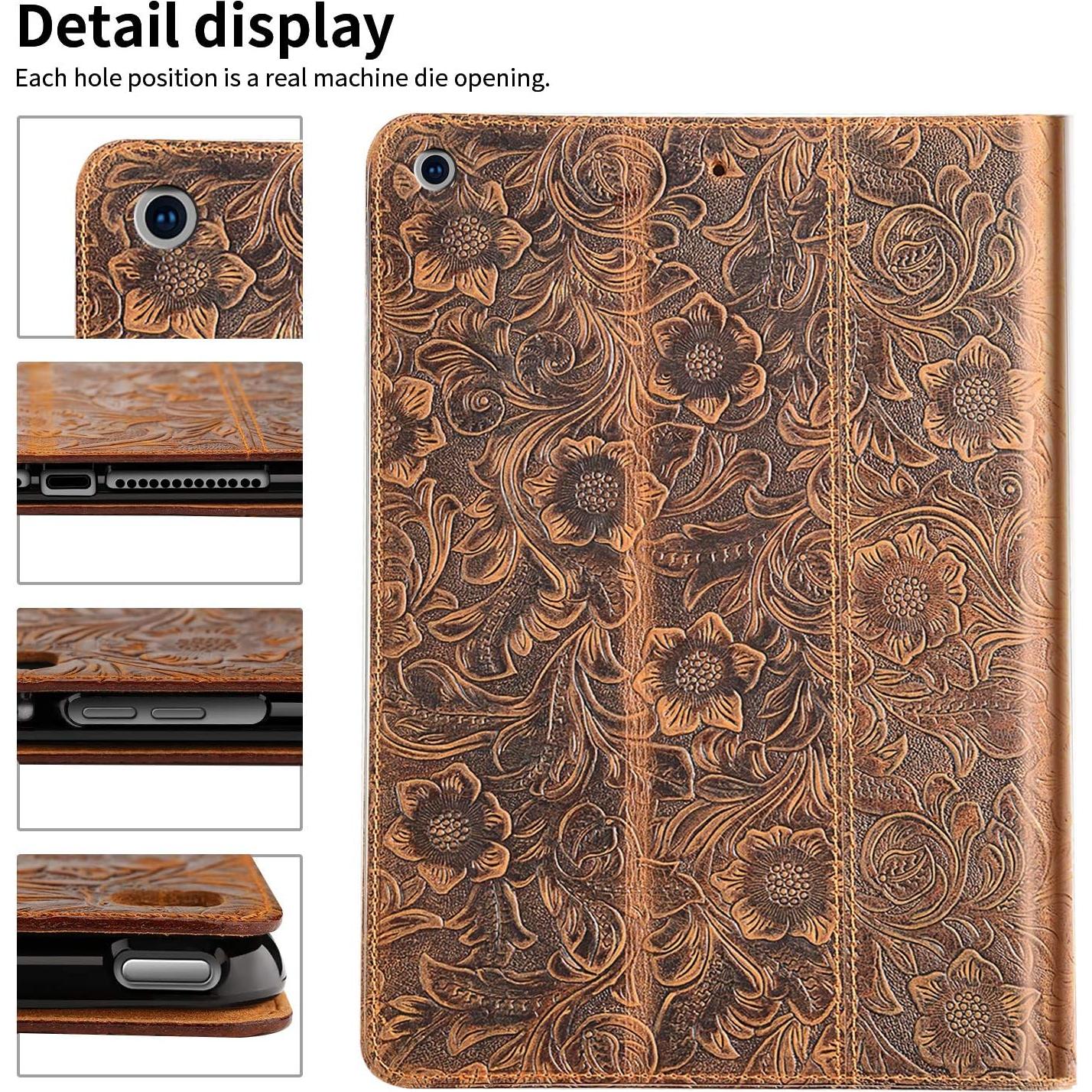 Funda de Cuero Gexmil para iPad 10.2" 9na/8va/7ma Gen. Marrón