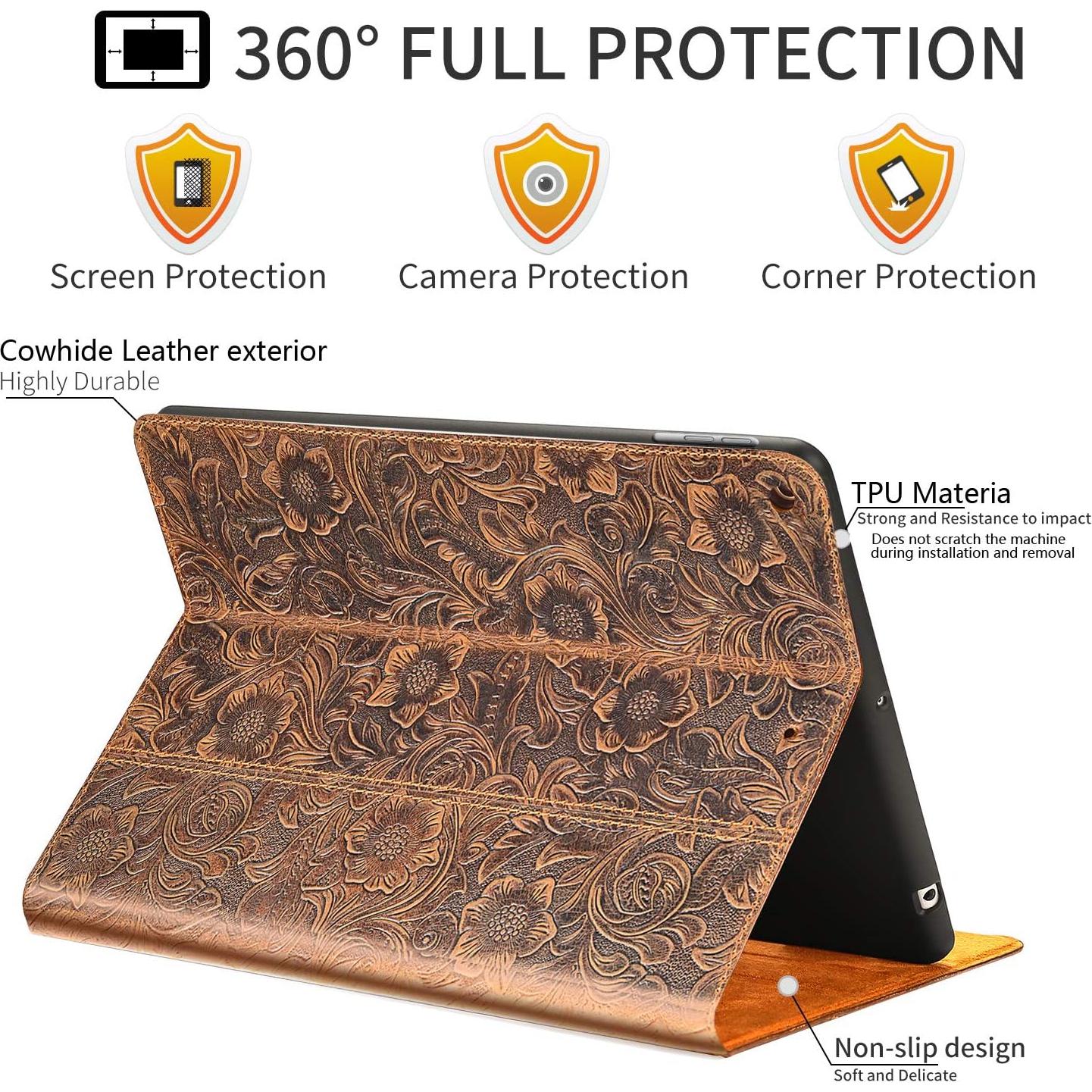 Funda de Cuero Gexmil para iPad 10.2" 9na/8va/7ma Gen. Marrón