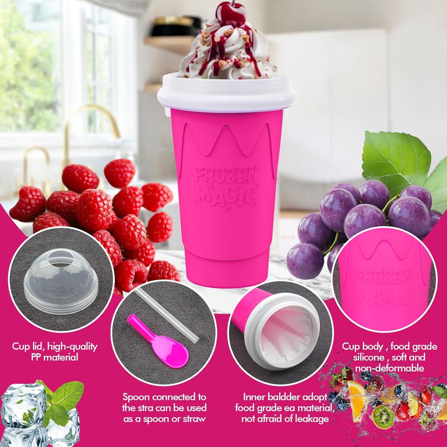 Taza Hacedora de Slushie Fopudy 500ml Rosa y Azul Manual