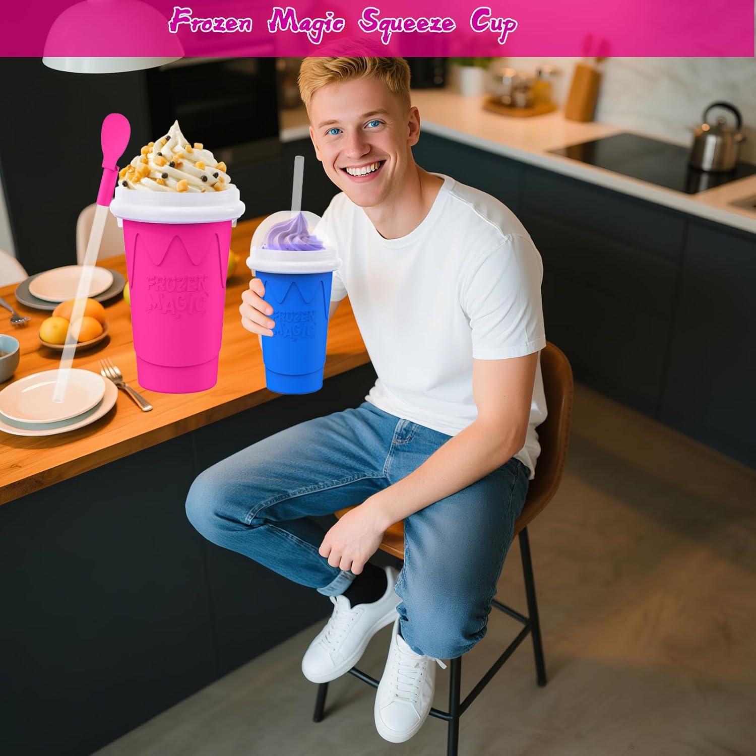 Taza Hacedora de Slushie Fopudy 500ml Rosa y Azul Manual