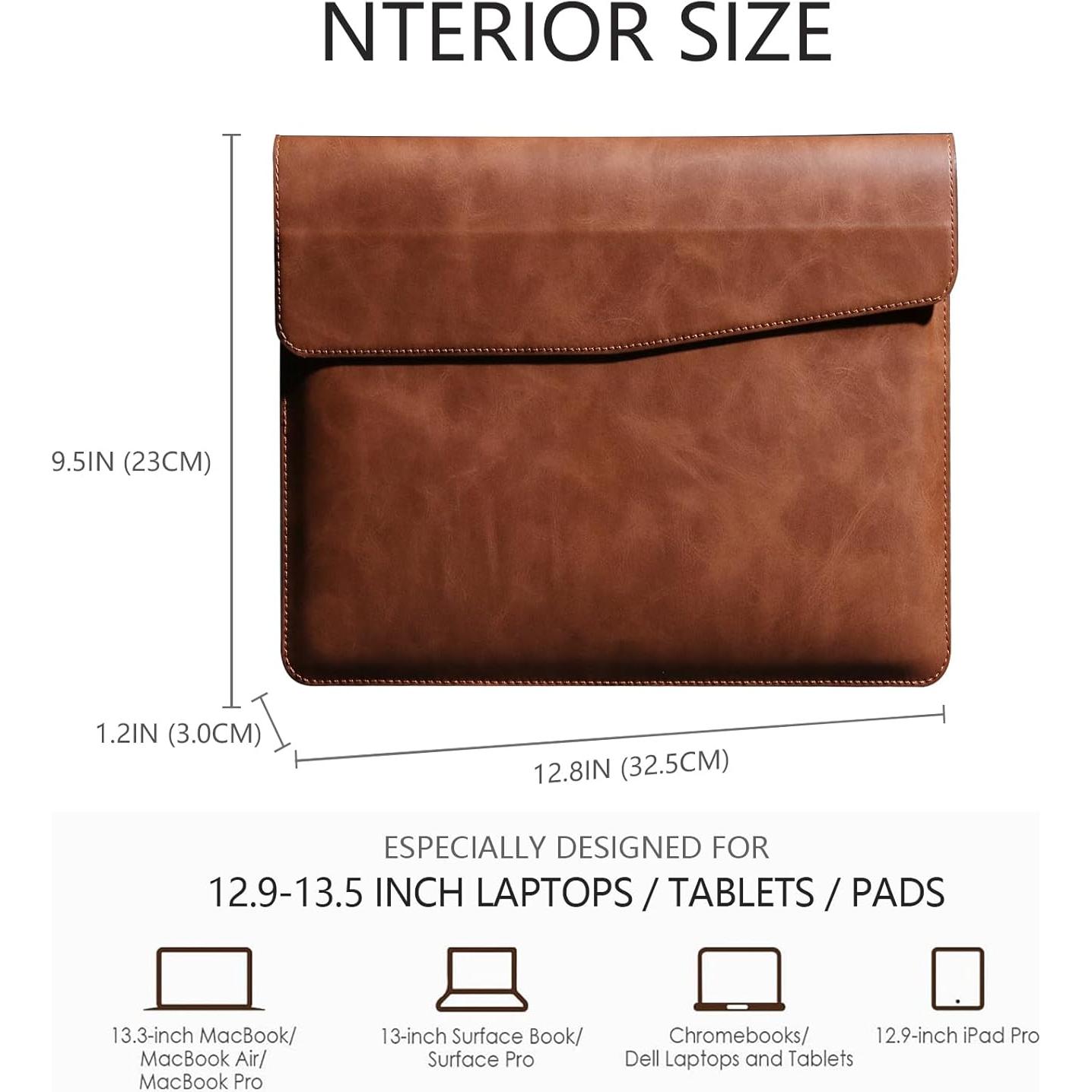Funda de cuero marrón para laptop 13" MacBook Pro/Air