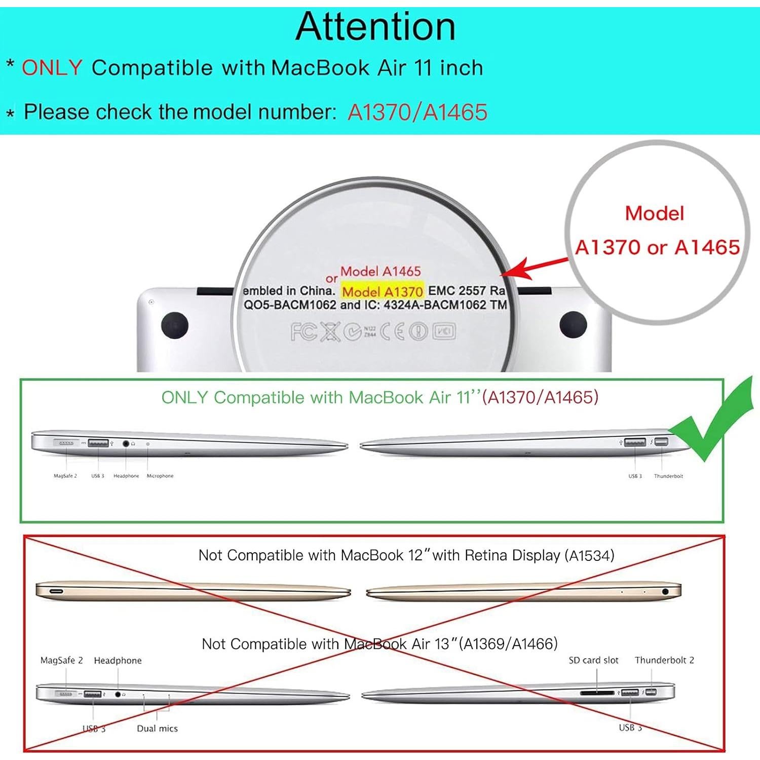 Funda de PU MOSISO para MacBook Air 11" A1370 A1465 Negra