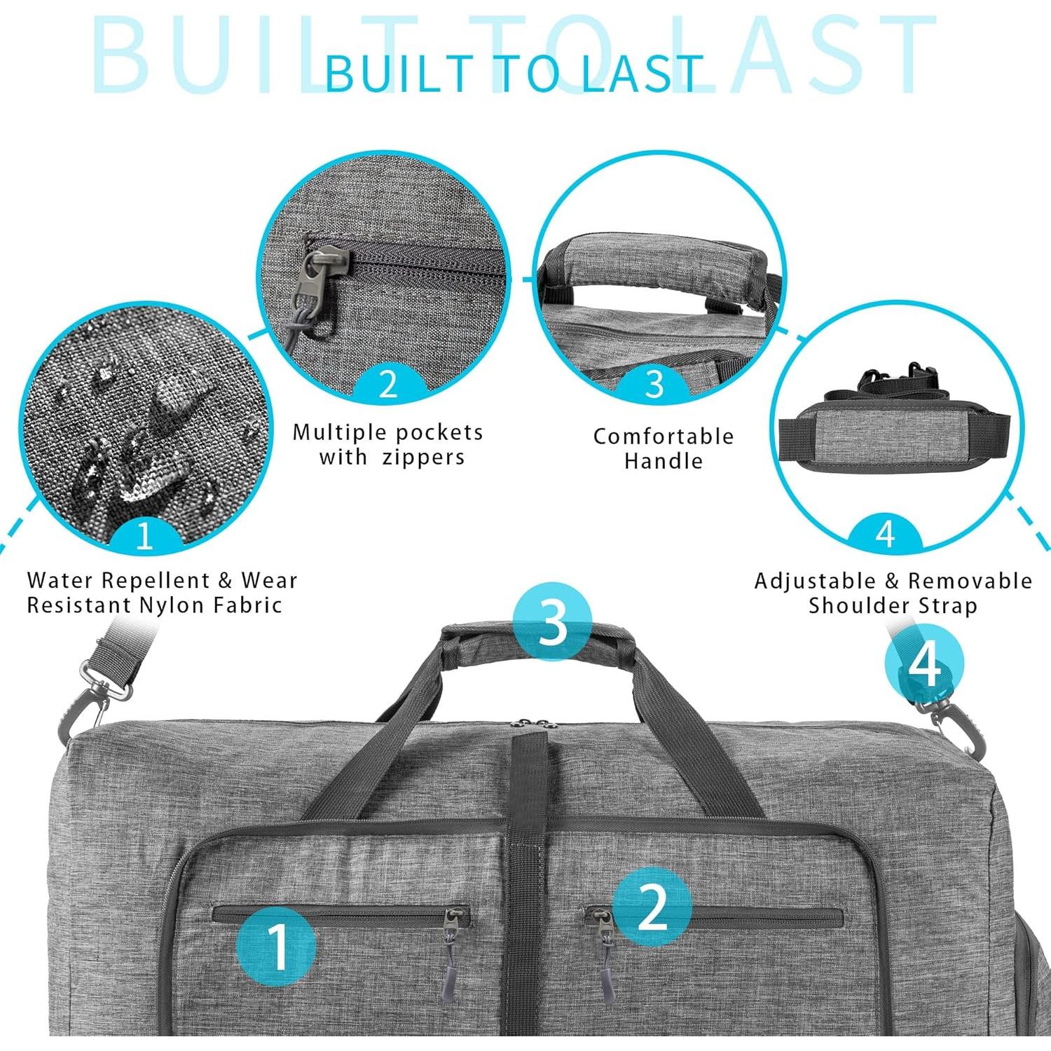 Bolsa de viaje Vomgomfom 65L Plegable con Compartimento