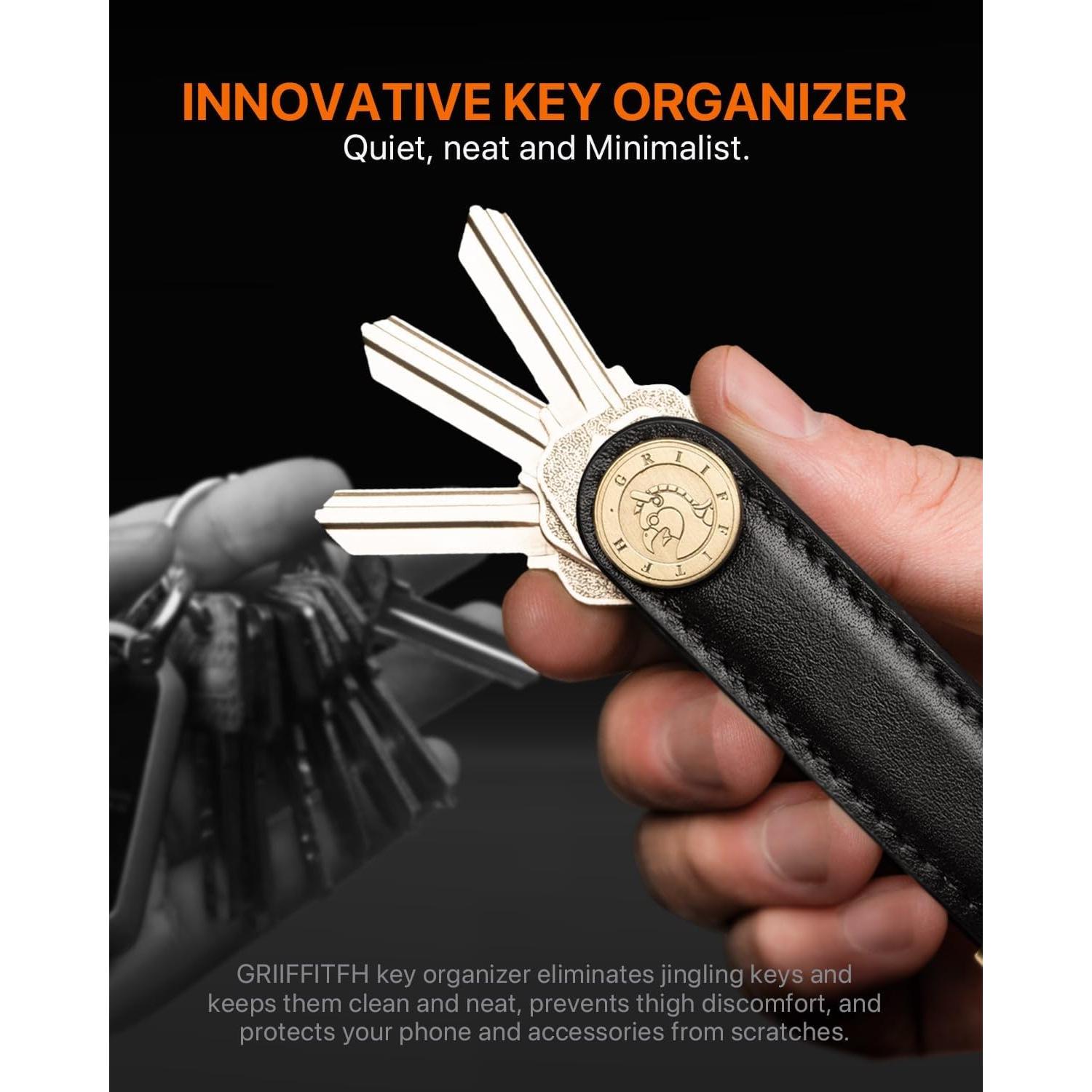 Organizador de Llaves de Cuero GRIIFFITFH Minimalista Negro