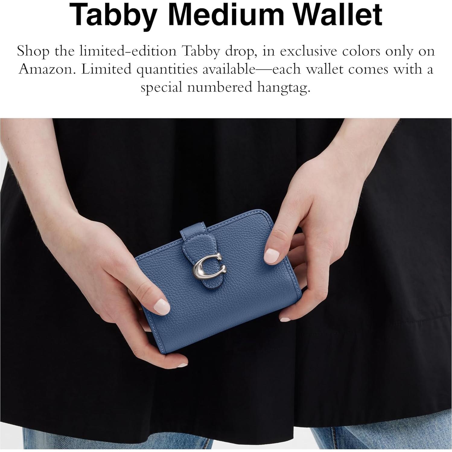 Billetera Mediana Coach Tabby Cuero Pebble Azul Cielo