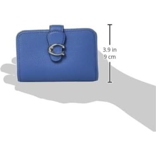 Billetera Mediana Coach Tabby Cuero Pebble Azul Cielo