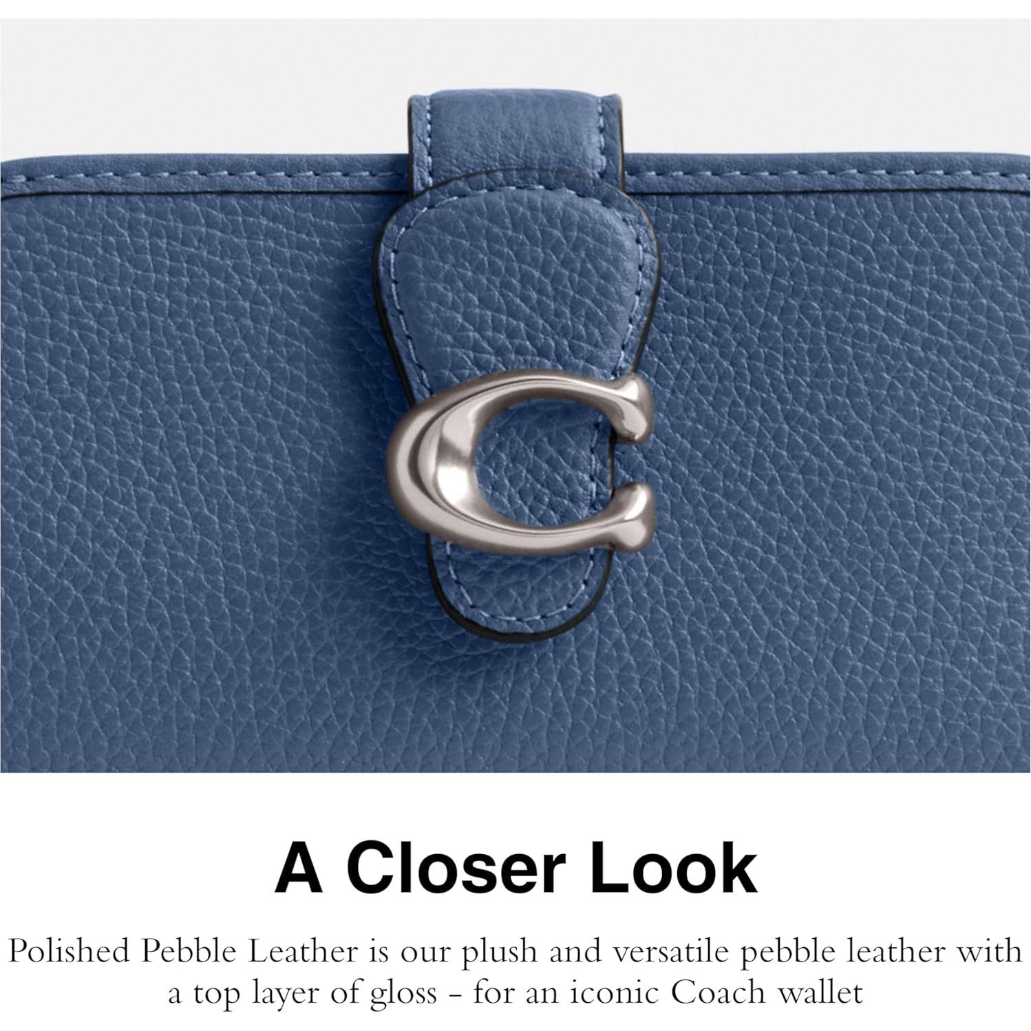 Billetera Mediana Coach Tabby Cuero Pebble Azul Cielo