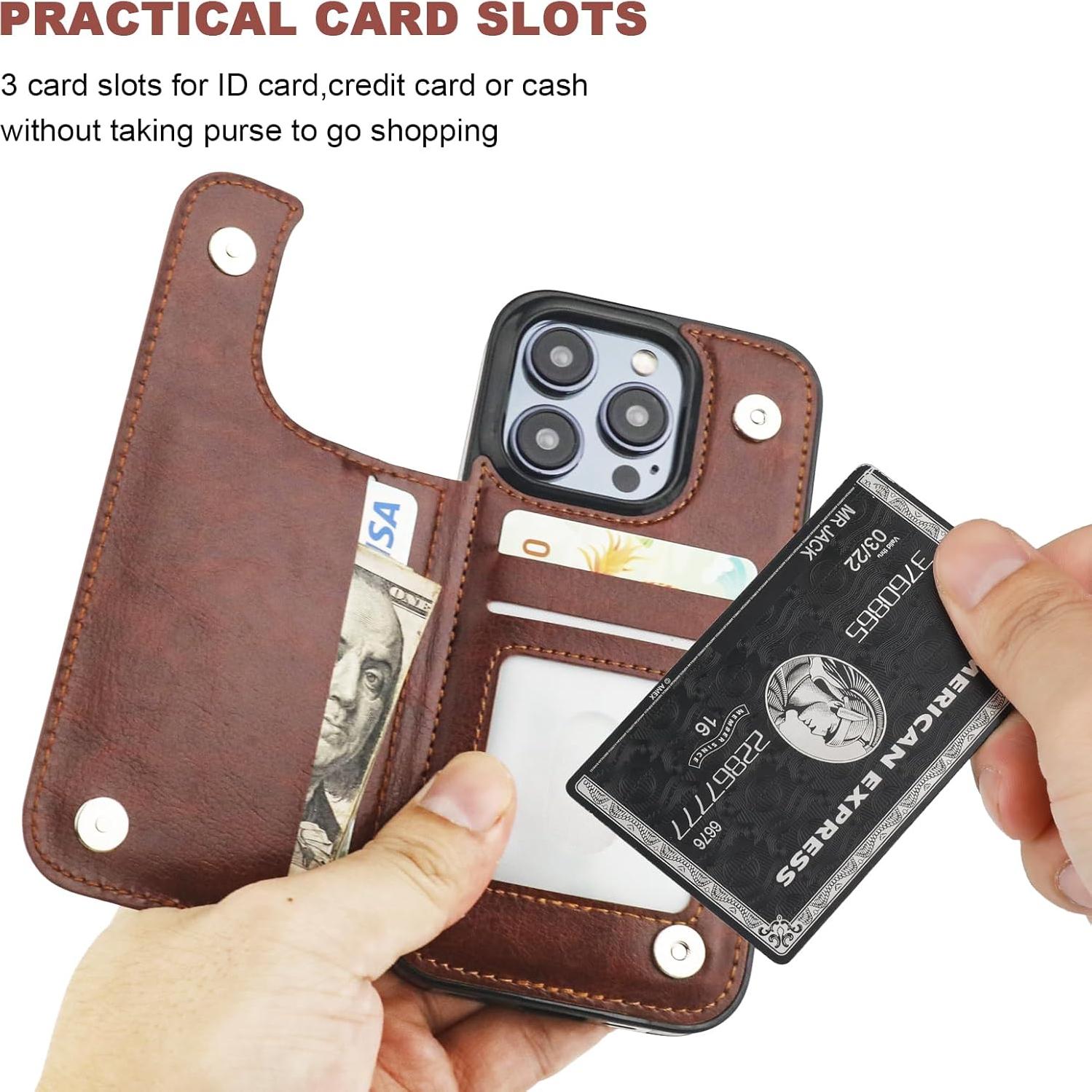 Funda de Cartera ONETOP para iPhone 15 Pro - Cuero PU Marrón