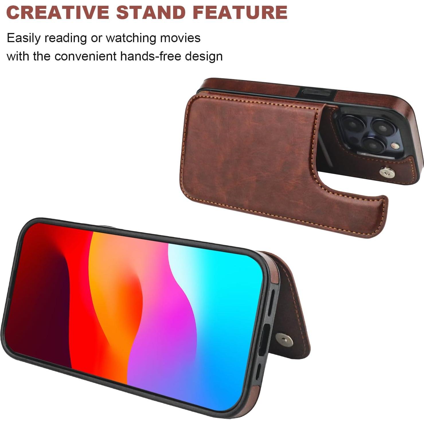 Funda de Cartera ONETOP para iPhone 15 Pro - Cuero PU Marrón