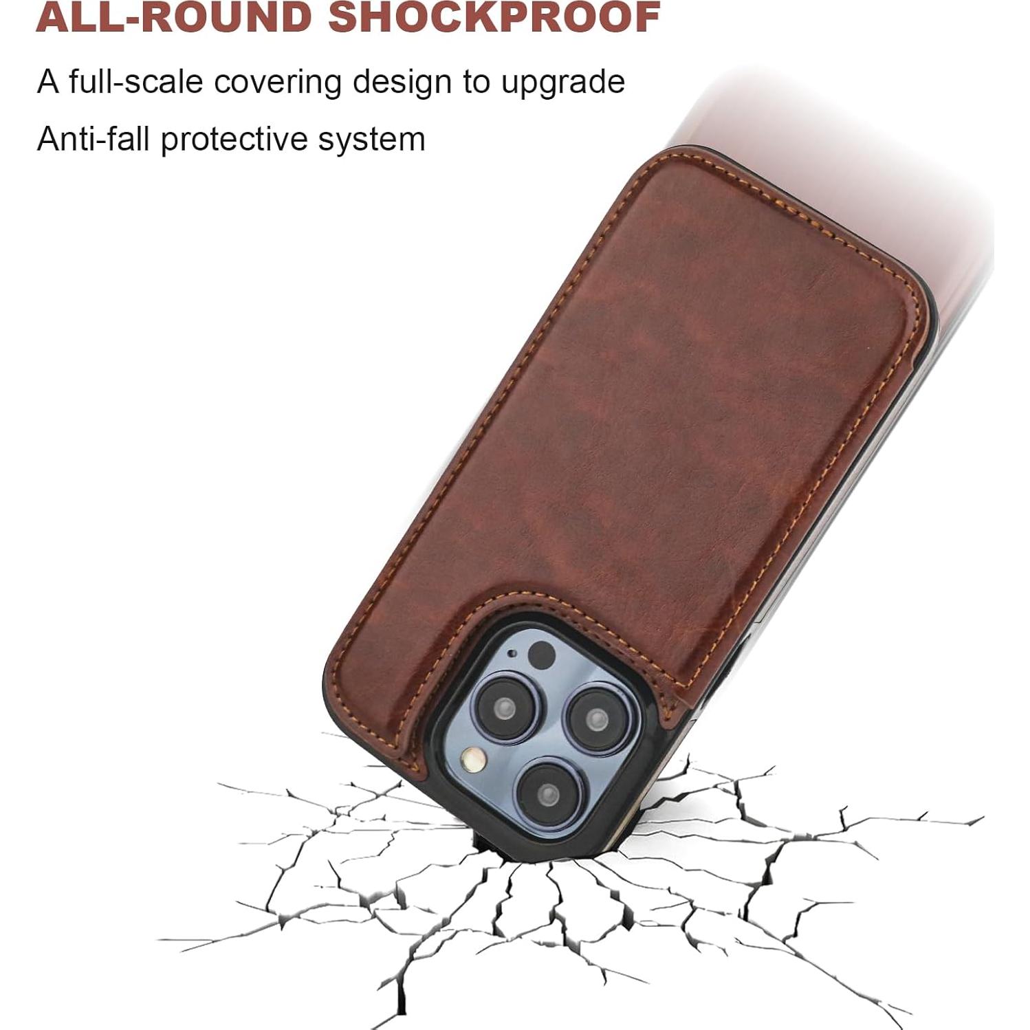 Funda de Cartera ONETOP para iPhone 15 Pro - Cuero PU Marrón