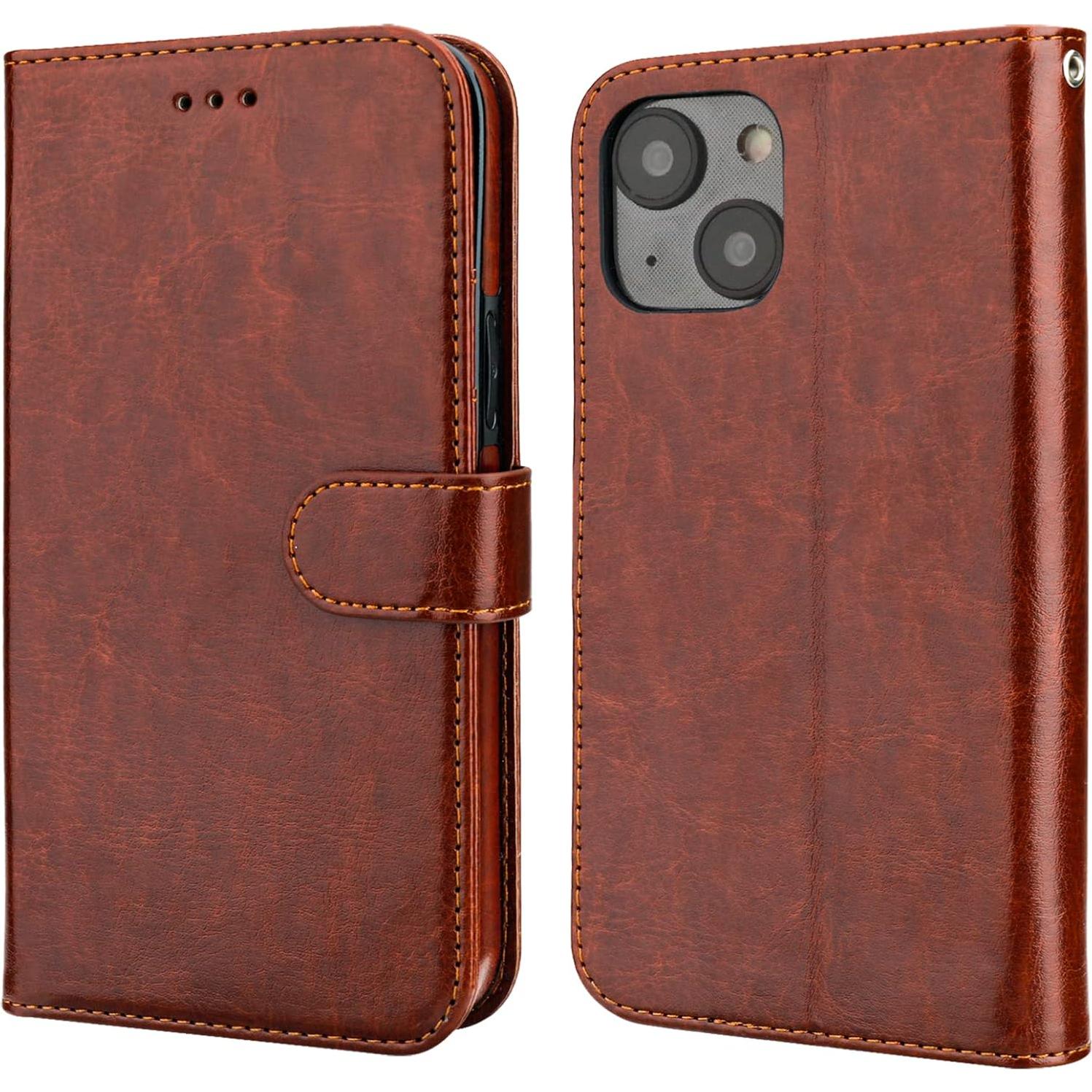 Funda Cartera Desmontable Bocasal para iPhone 14 Marrón 6.1"