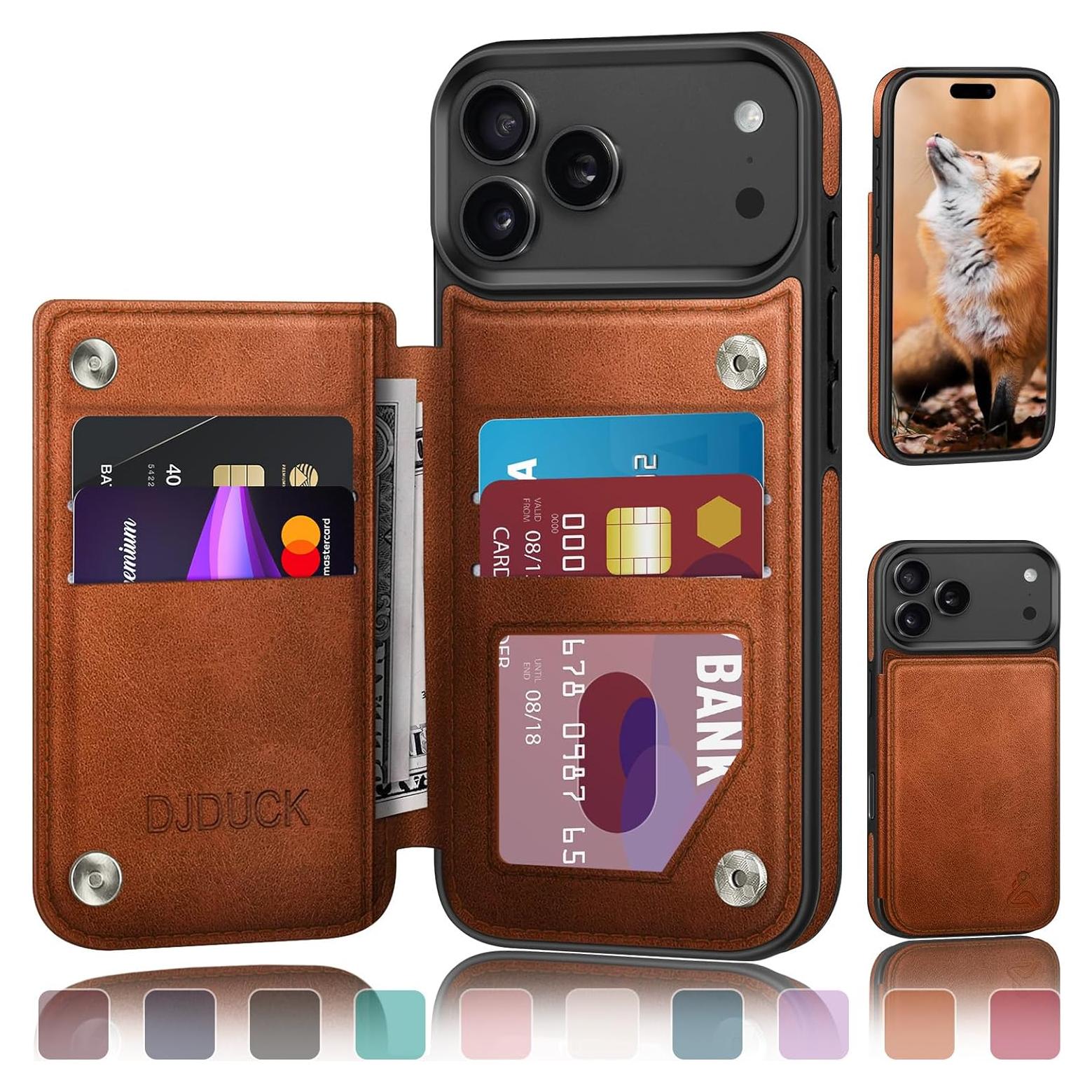 Funda para iPhone 17 Pro Max DJDUCK con soporte para tarjetas RFID