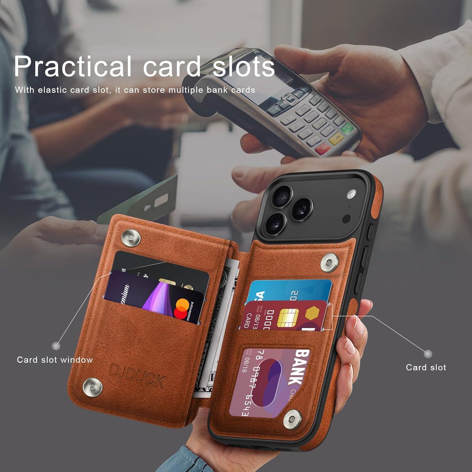 Funda para iPhone 17 Pro Max DJDUCK con soporte para tarjetas RFID