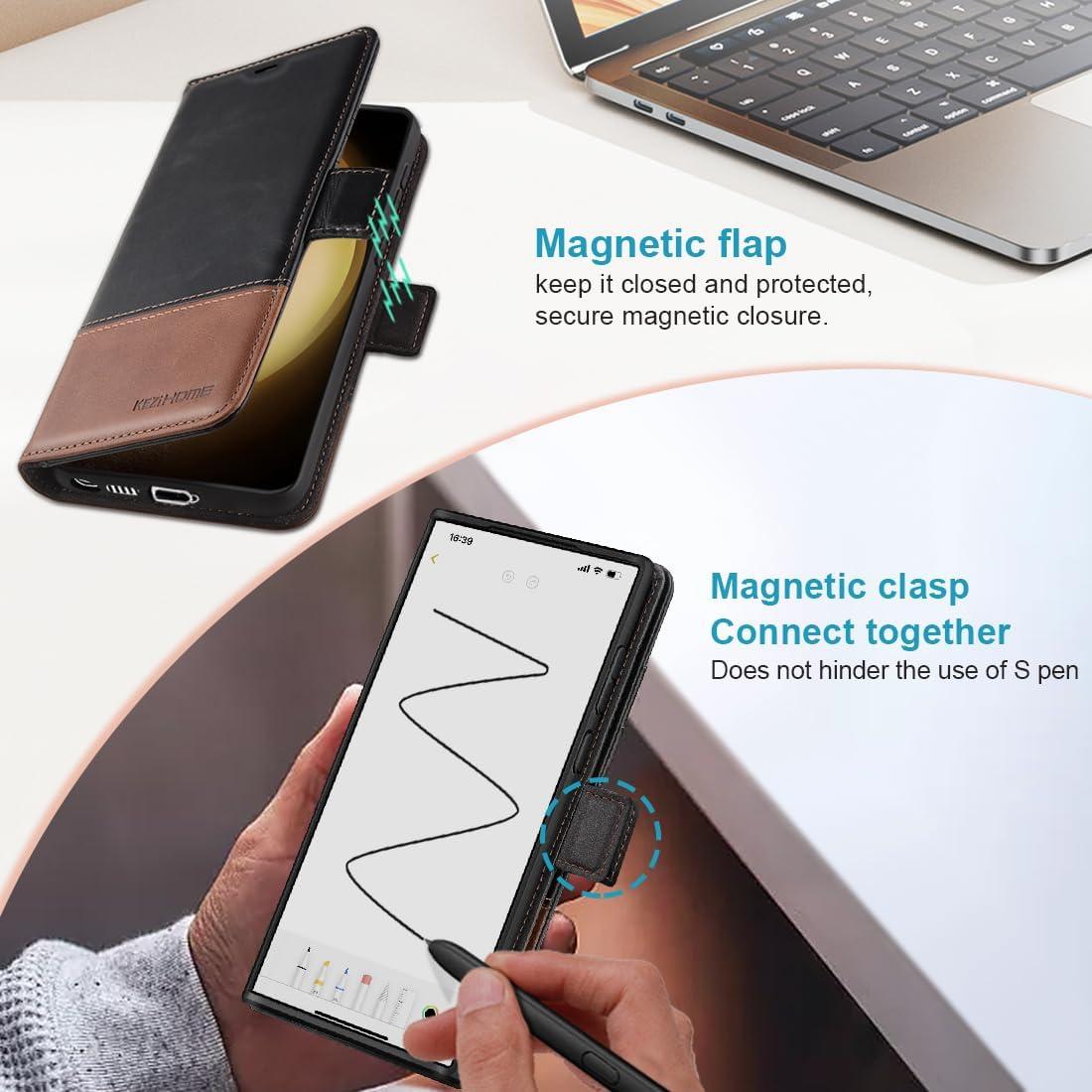 Funda de Cuero KEZiHOME para Samsung Galaxy S25 Ultra - RFID