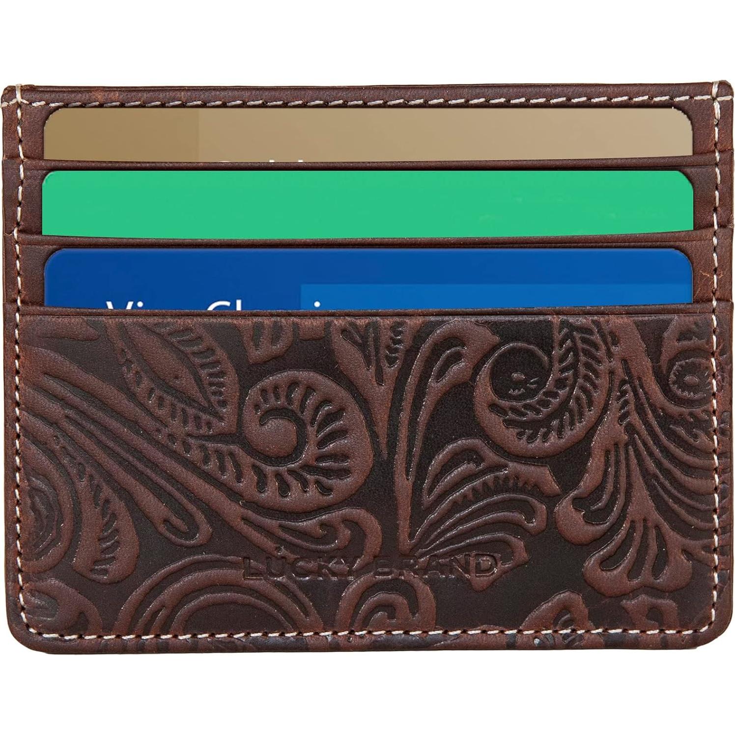 Cartera Slim para Hombre Lucky Brand Cuero Marrón RFID