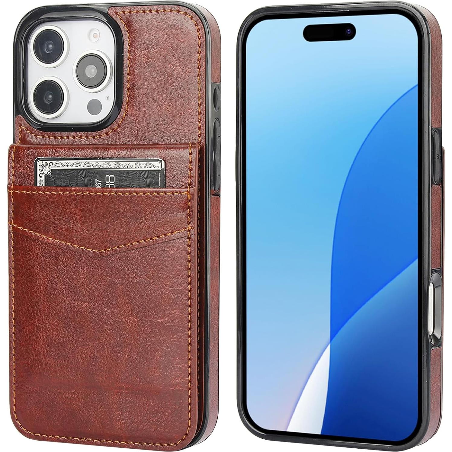 Funda Cartera KIHUWEY para iPhone 16 Pro Max 6.9" Cuero Marrón